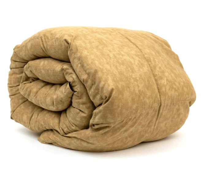 Beige twin-sized, 100% cotton weighted blanket