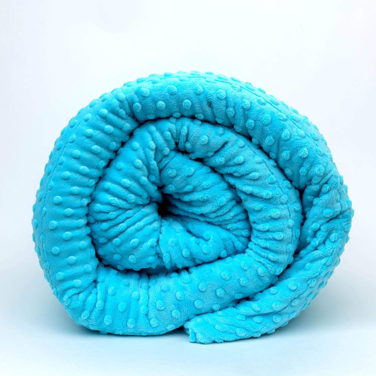 Ocean Blue Minky Dot Duvet Cover Rolled Front View