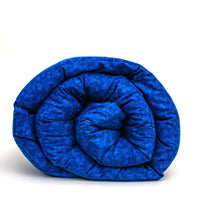 Blue Hospital Grade Anti-Microbial Blanket With Cover Rolled Front View