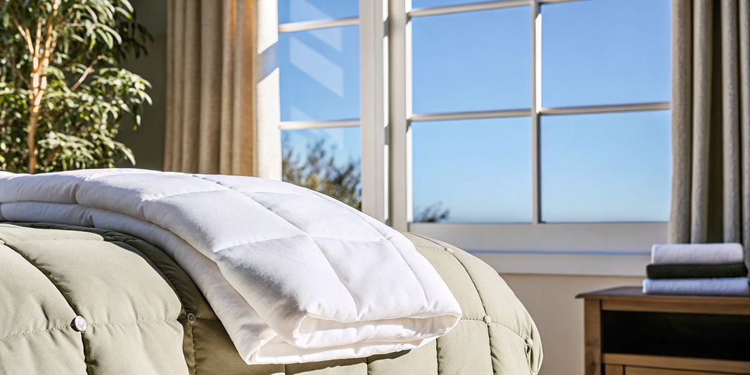 A weighted blanket for adults, reviewed for its calming benefits for anxiety.