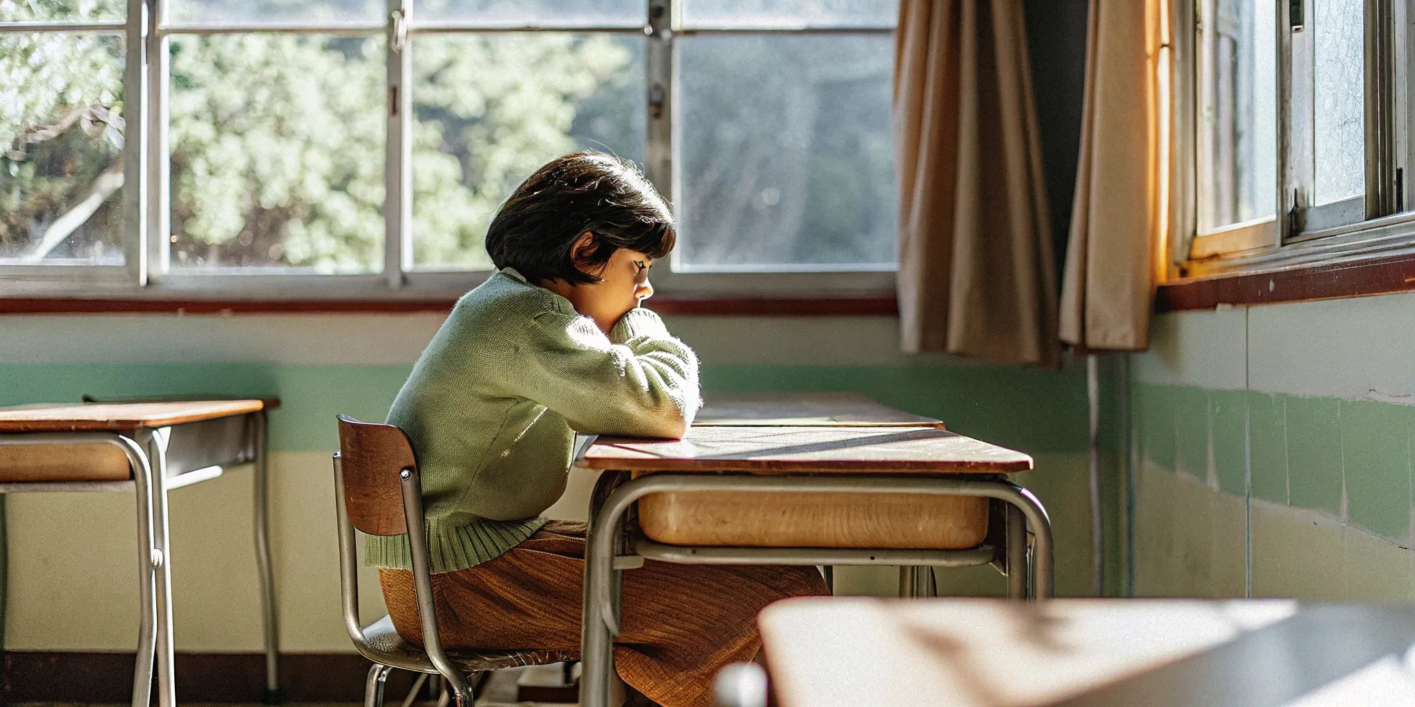 A student uses one of the best weighted lap pads at their classroom desk to help with focus.