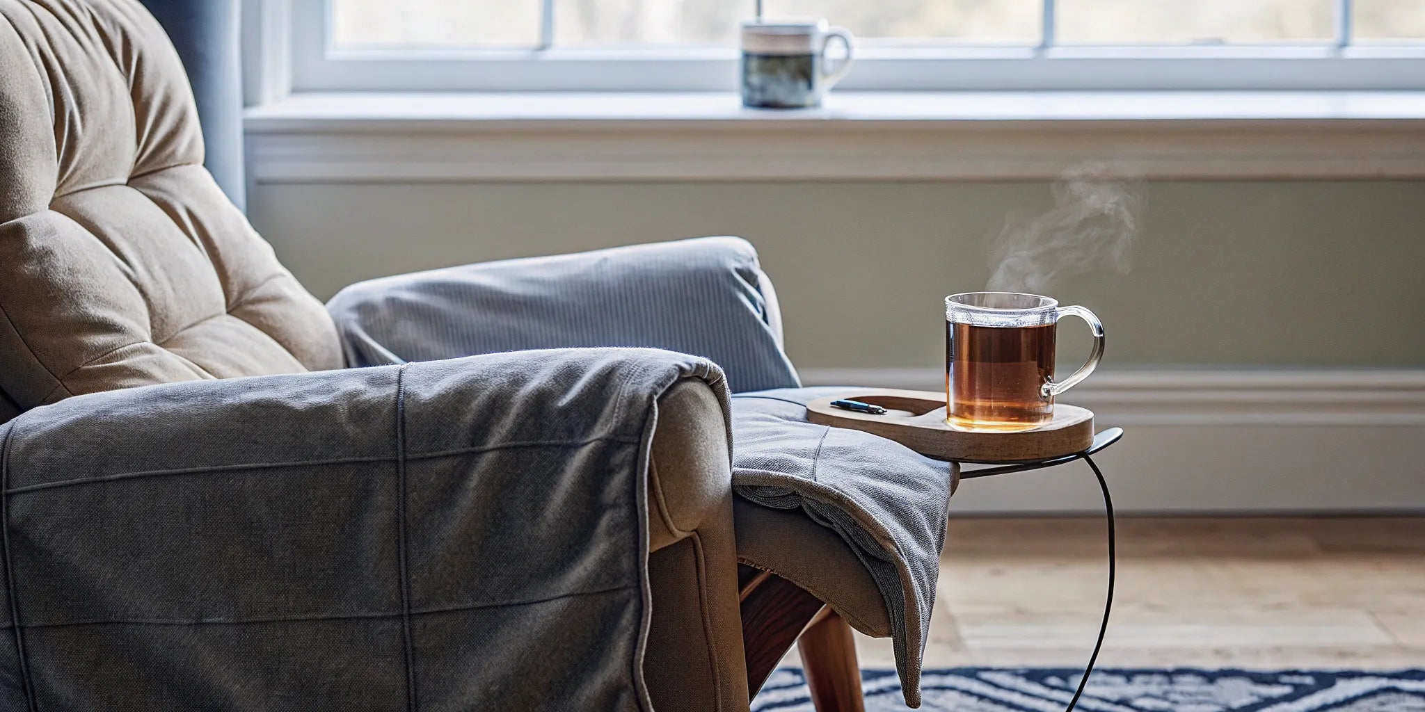 A 4 lb weighted lap pad on a comfortable chair, a top choice to buy for focus.