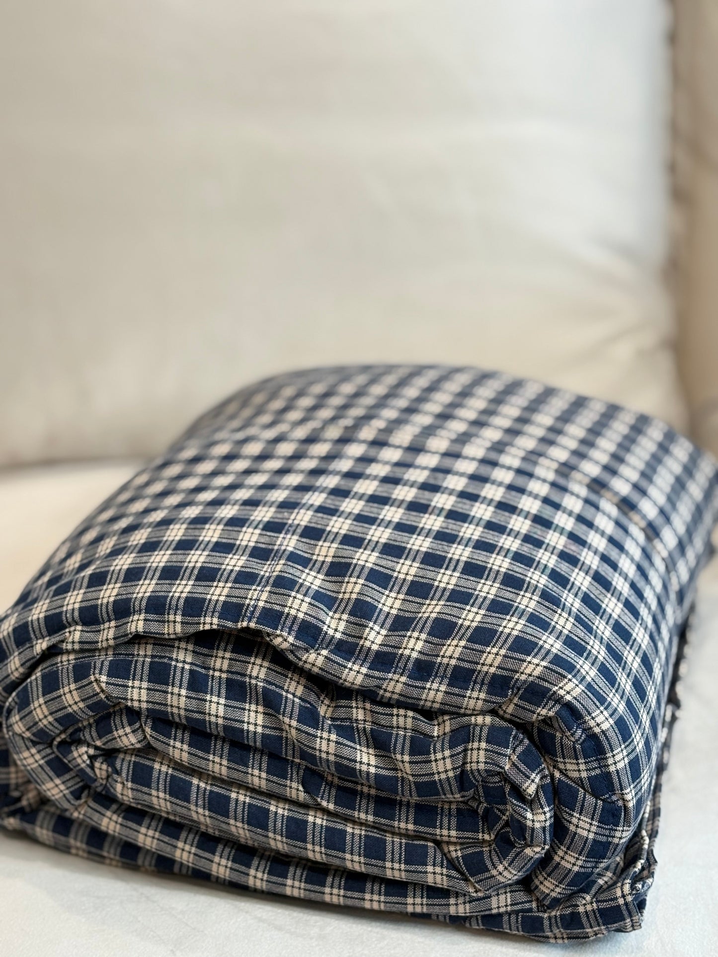 Sensible Blue Plaid Weighted Blanket