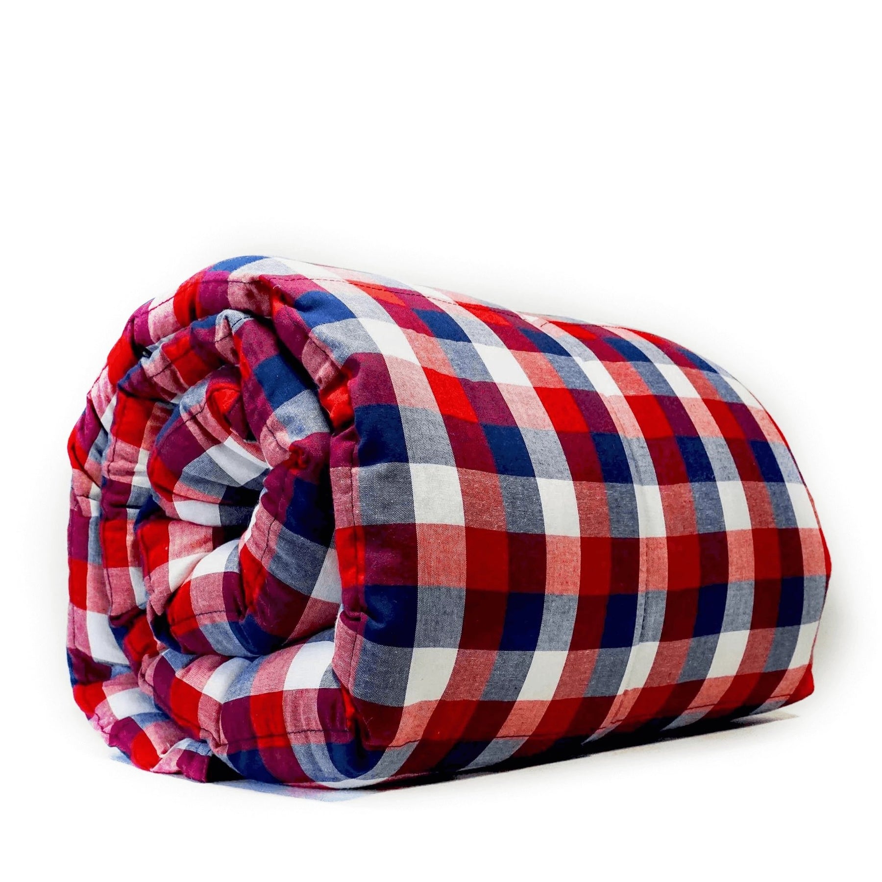 Red White and Blue Americana Weighted Blanket in Madras Fabric Mosaic