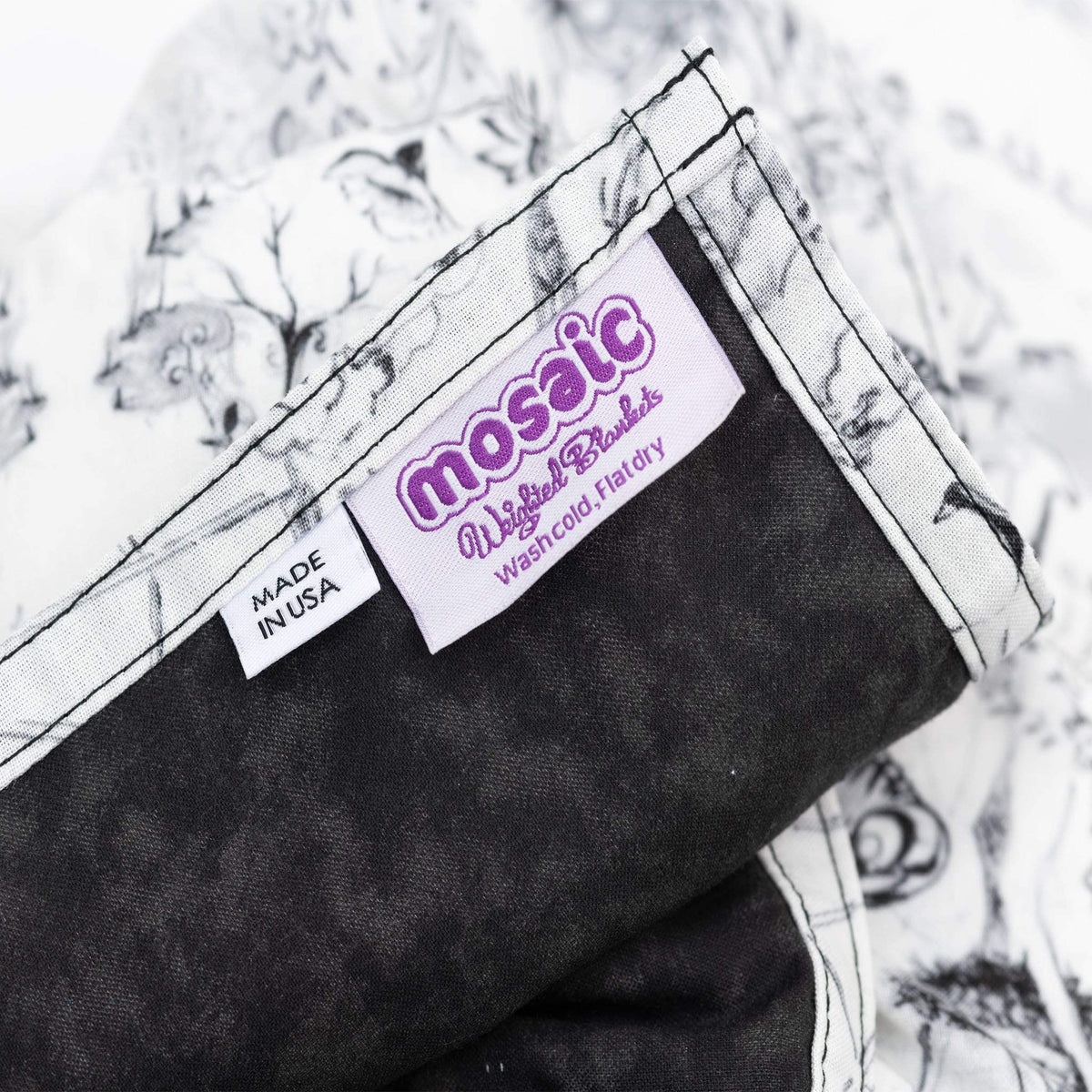 Mosaic Weighted Blankets logo tags Made in America At The Fair Weighted Blanket