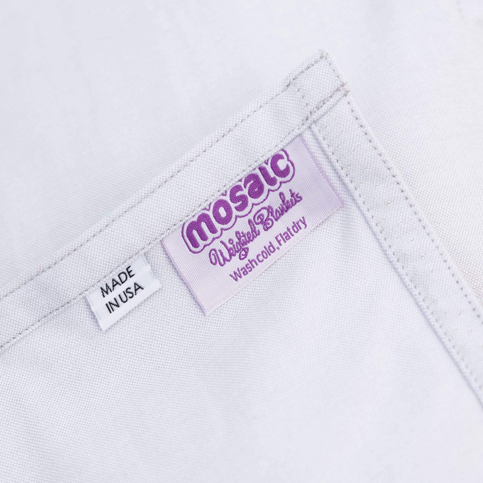 Made in America Mosaic Weighted Blankets Coolmax Weighted Blanket label