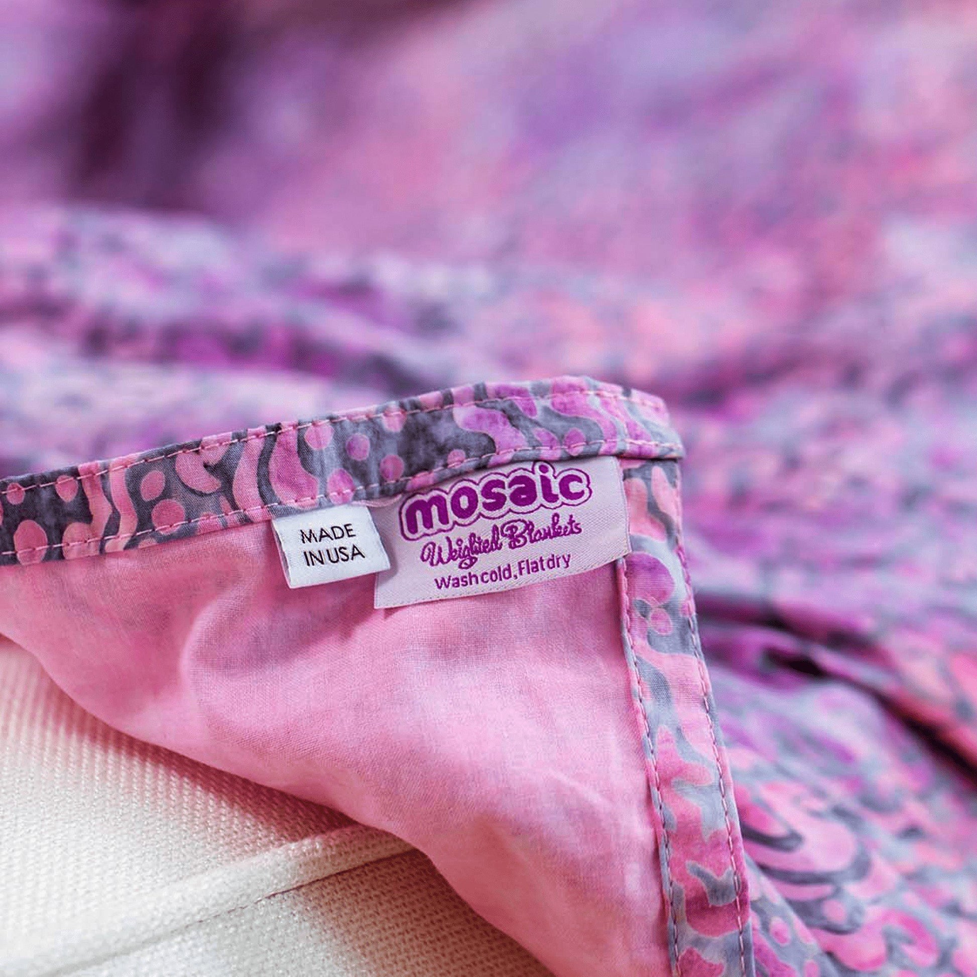 Mosaic Weighted Blankets Gray and Pink Batik Weighted Blanket