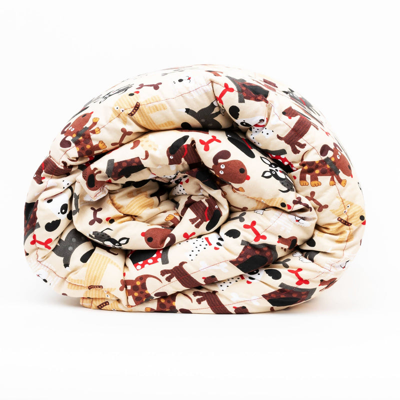 Hot Dog Weighted Blanket for Kids with a Fun Mix of Dog Breeds Mosaic
