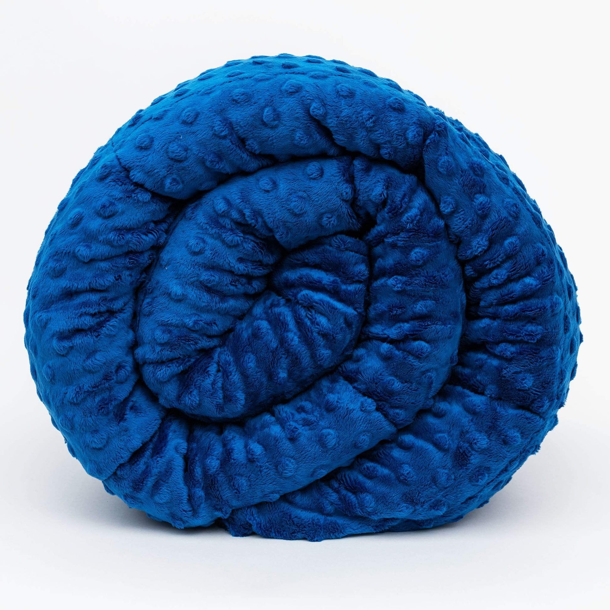 Royal Blue Minky Dot Duvet Cover Rolled Front View