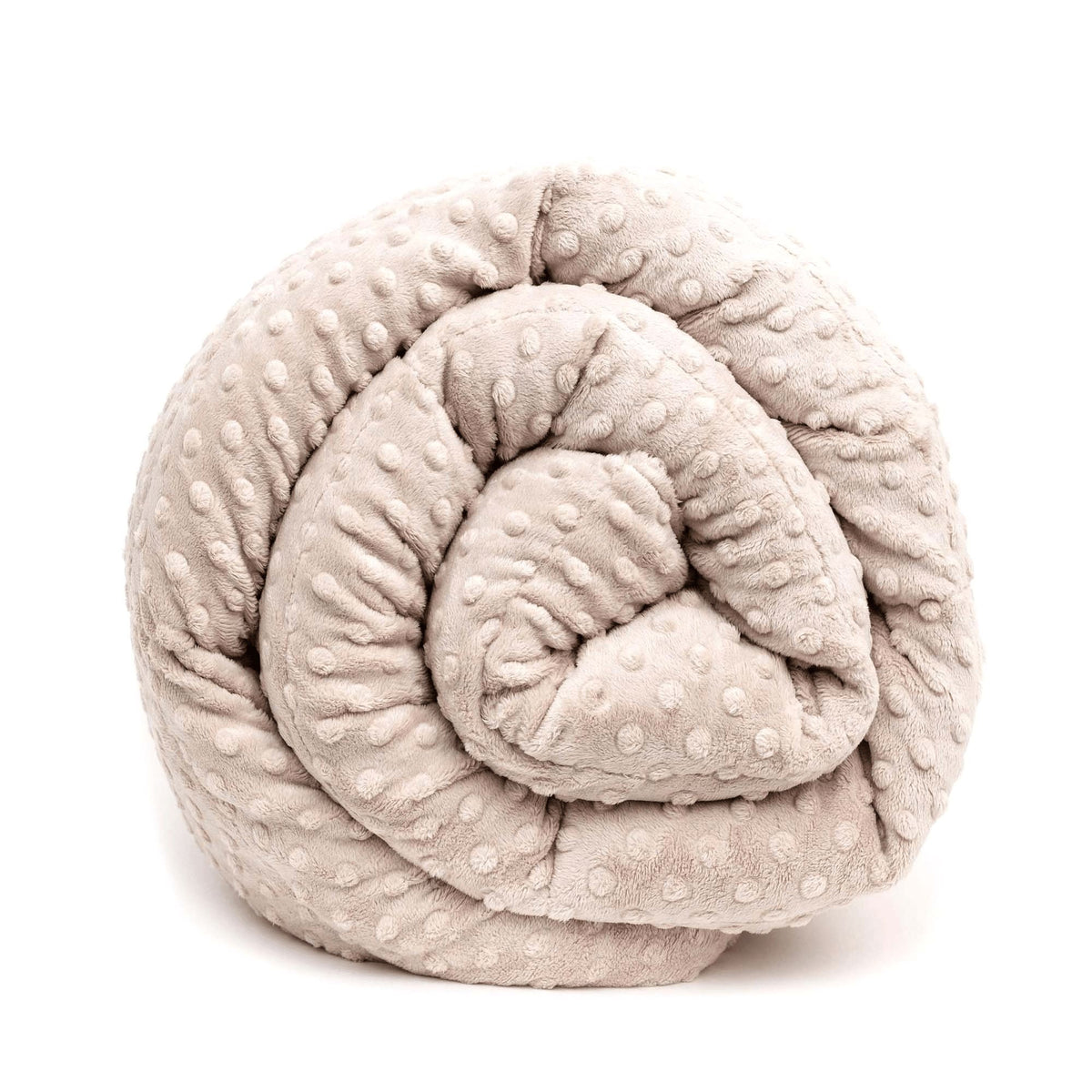 Latte Minky Weighted Blanket Rolled Front View