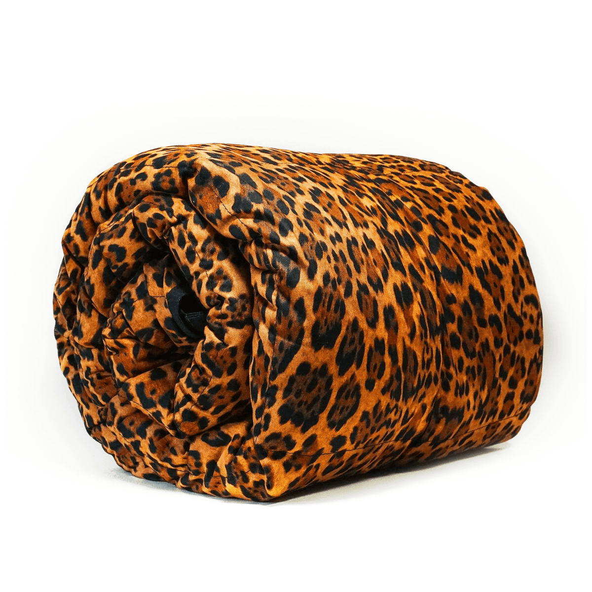 Leopard Weighted Blanket Rolled Side View 