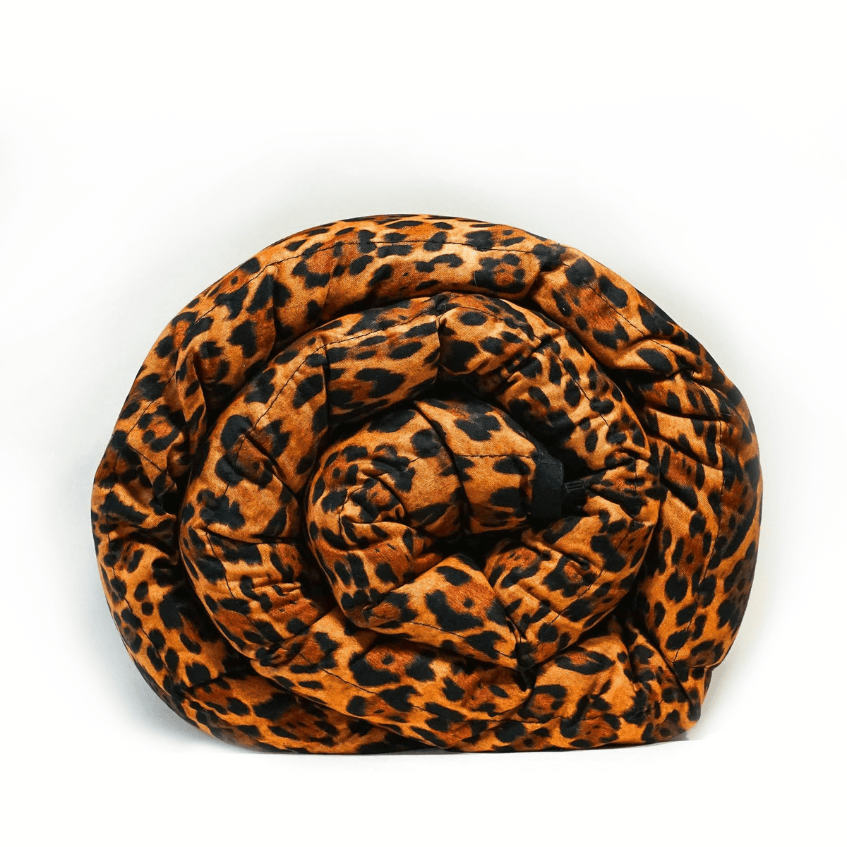 Leopard Weighted Blanket Rolled Front View