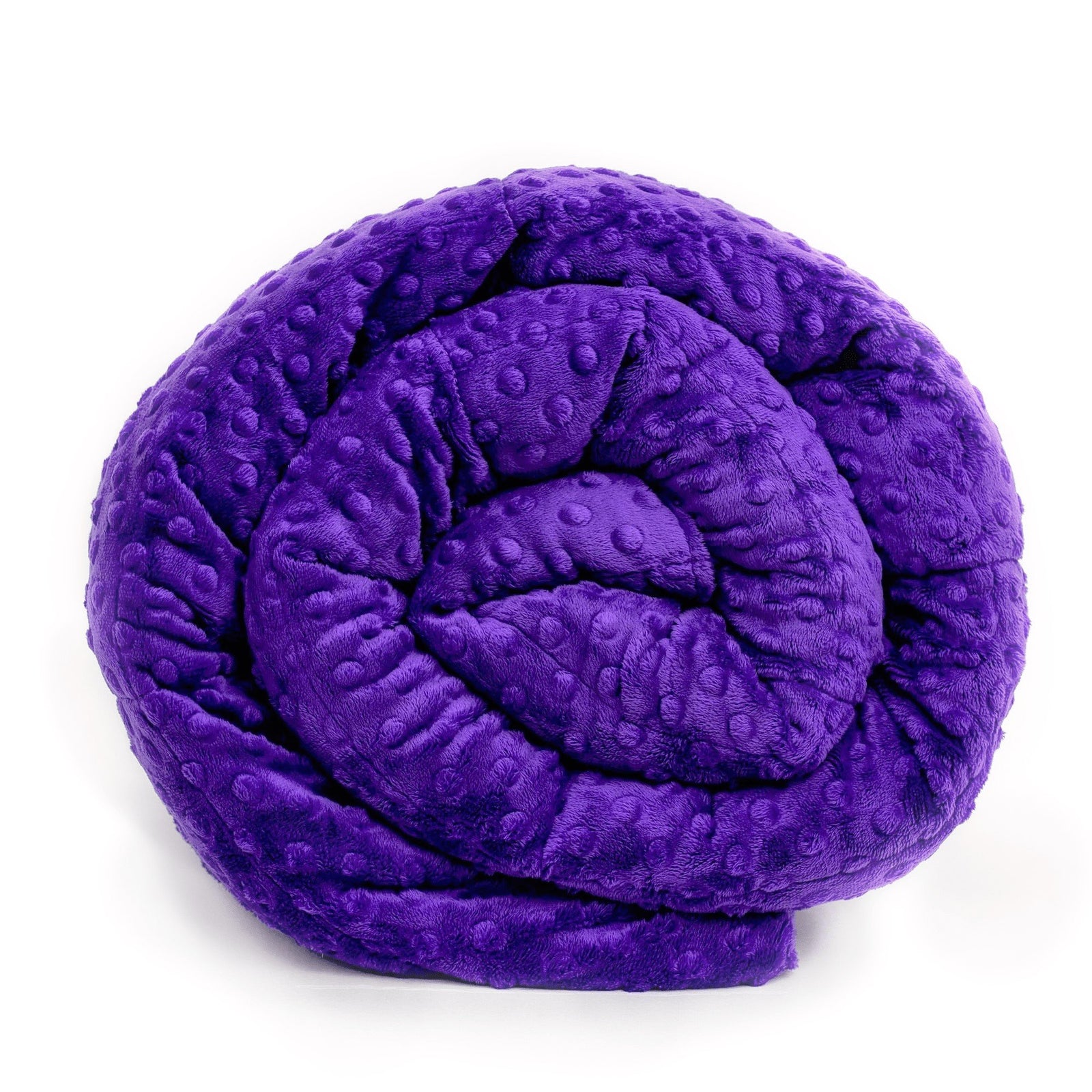 Purple Minky Weighted Blanket Rolled Side View