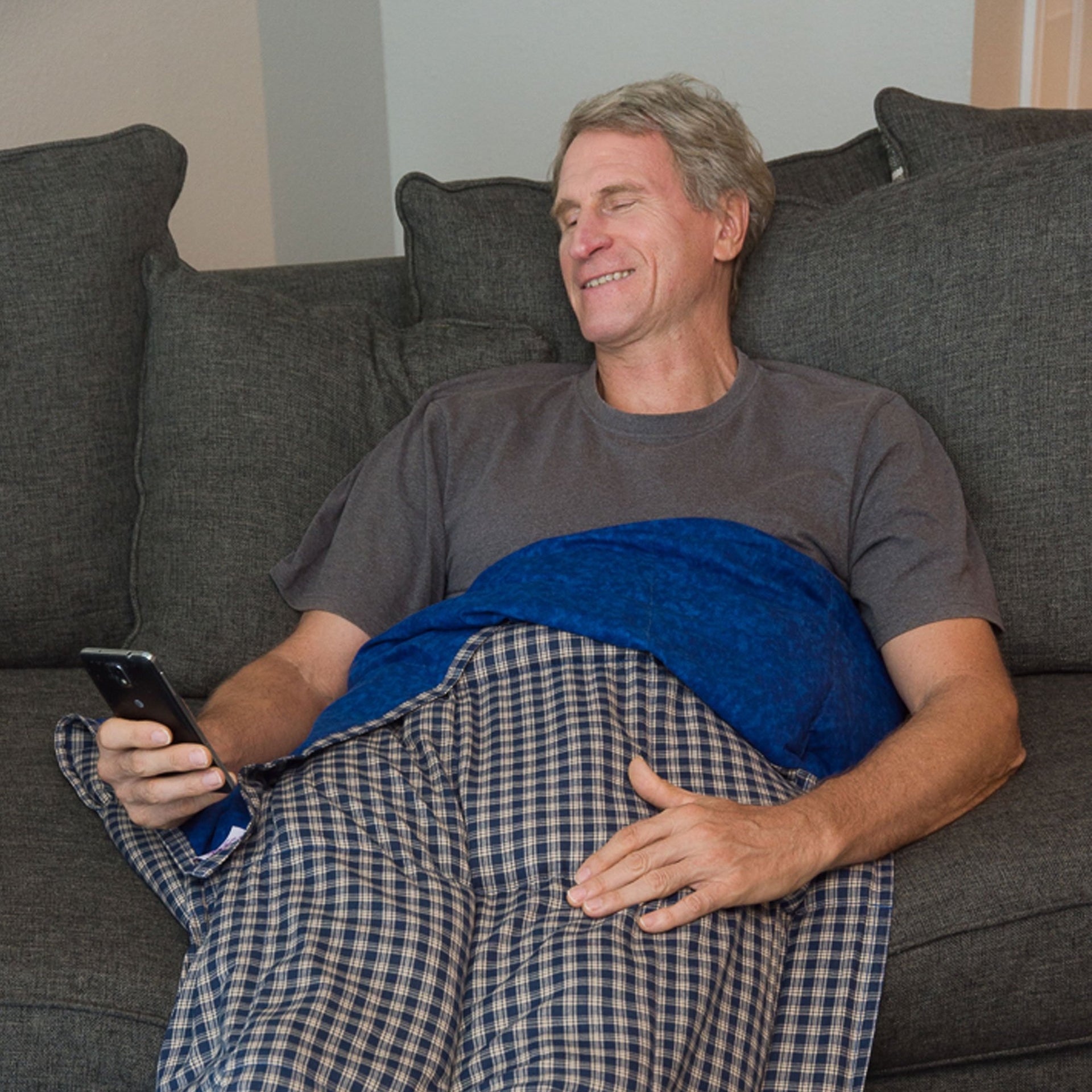 Mosaic Weighted Blankets Sensible Blue Plaid Weighted Blanket