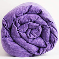 Purple Hospital Grade Anti-Microbial Blanket With Cover Rolled Front View