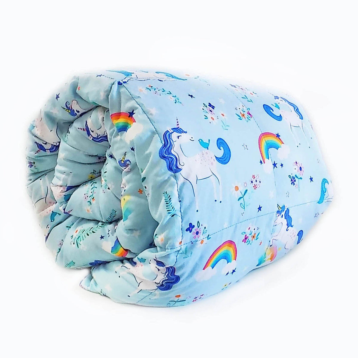 Mosaic Weighted Blankets Unicorn Weighted Blanket with blue background