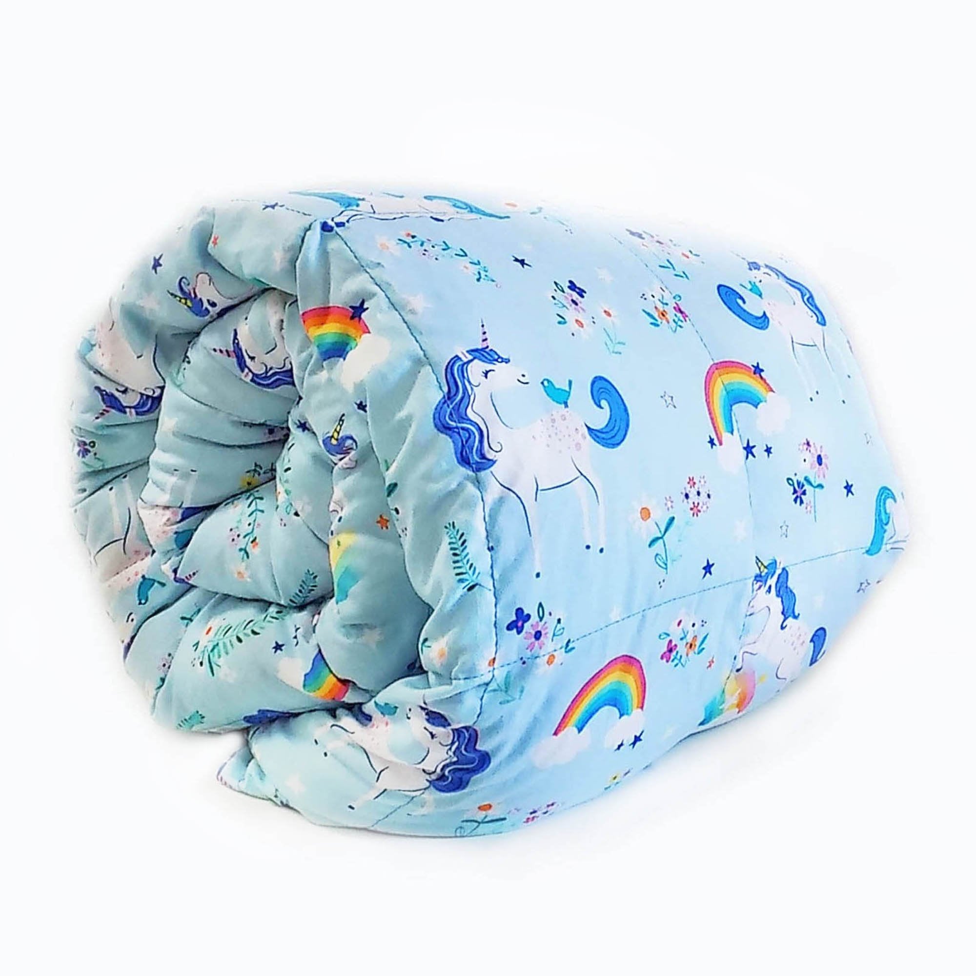 Mosaic Weighted Blankets Unicorn Weighted Blanket with blue background