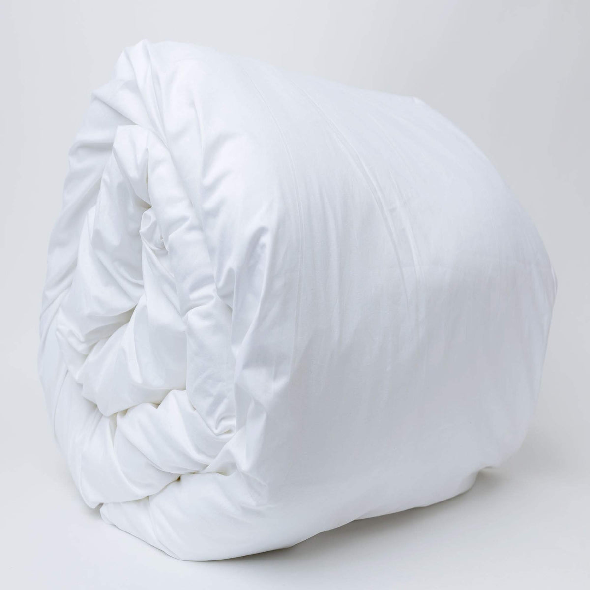 White Organic Cotton Weighted Comforter Rolled Side View