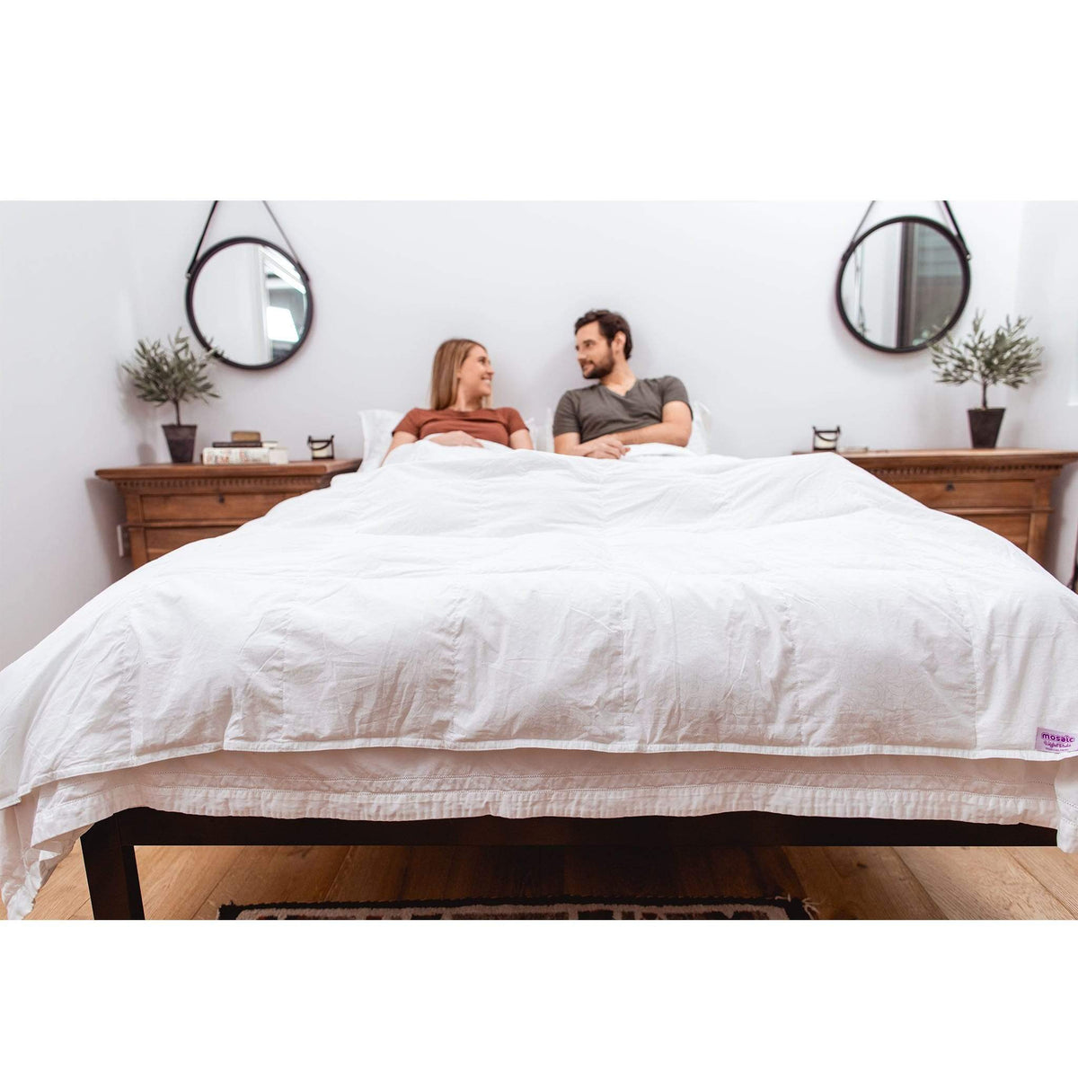 Mosaic Weighted Blankets White Organic Cotton Weighted Comforter